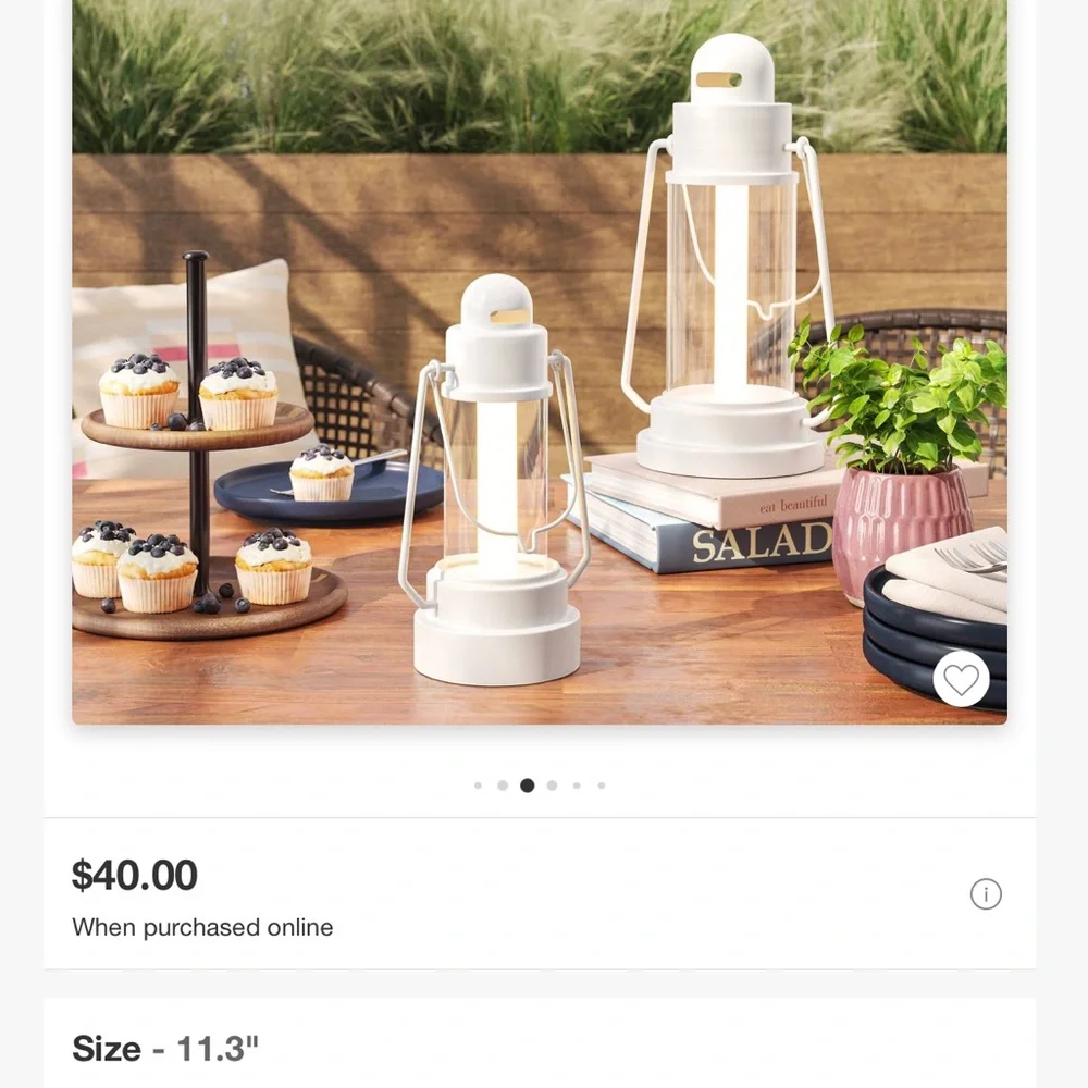NWT Threshold Metal Classic Battery LED Pillar Candle Outdoor Patio Lantern 11.3